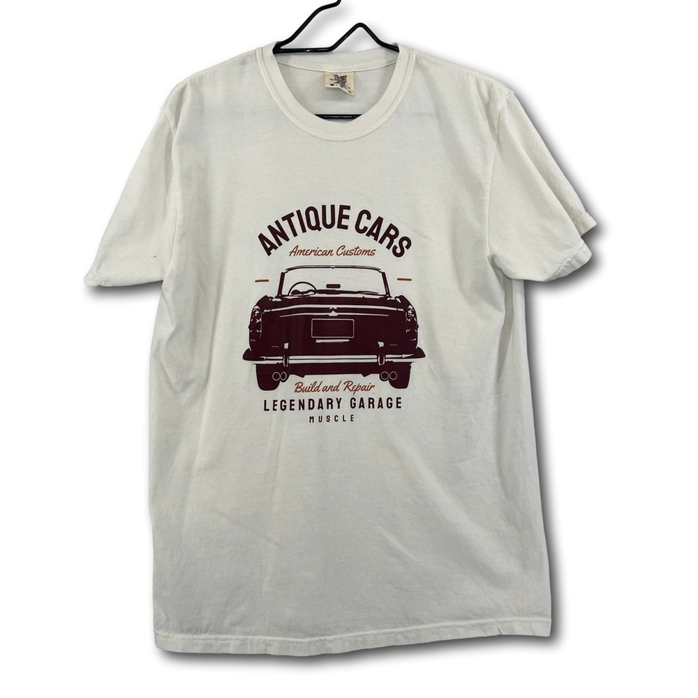 Antique Cars Tshirt American Customs Build and Repair Legendary White Mens Med
